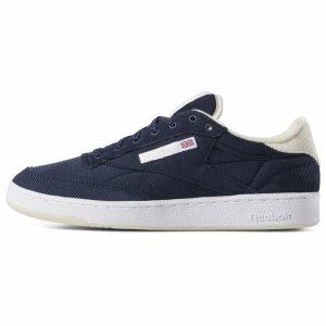 Adidasy Damskie Reebok Club C 85 Corduroy Czarne/Białe PL 48ILCKN